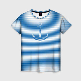 Женская футболка 3D с принтом Тельняшка Якорь в Екатеринбурге, 100% полиэфир ( синтетическое хлопкоподобное полотно) | прямой крой, круглый вырез горловины, длина до линии бедер | anchor | marine | original | vest | дизайнерская | морская | оригинальная | полоска | тельняшка | якорь