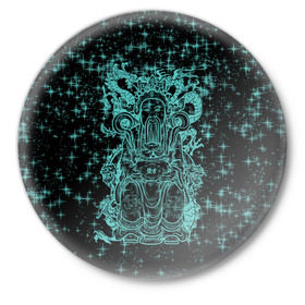 Значок с принтом Нефритовый Будда в Екатеринбурге,  металл | круглая форма, металлическая застежка в виде булавки | блеск | звезды | китай | нефрит | прикольные | традиция | храм | шанхай | яркие