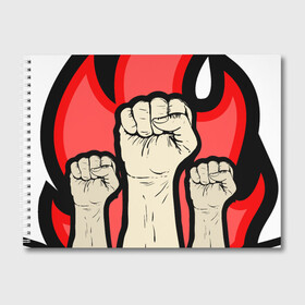 Альбом для рисования с принтом Протест в Екатеринбурге, 100% бумага
 | матовая бумага, плотность 200 мг. | Тематика изображения на принте: борьба | кулаки | пламя | протест | революция