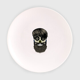 Тарелка 3D с принтом Сахарный череп с бородой в Екатеринбурге, фарфор | диаметр - 210 мм
диаметр для нанесения принта - 120 мм | бородатый | день мертвых | сахарный череп | хелловин | хипстер