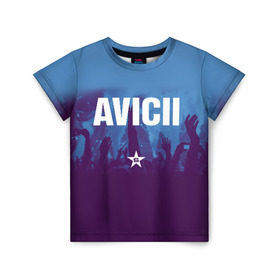 Детская футболка 3D с принтом Avicii в Екатеринбурге, 100% гипоаллергенный полиэфир | прямой крой, круглый вырез горловины, длина до линии бедер, чуть спущенное плечо, ткань немного тянется | Тематика изображения на принте: 