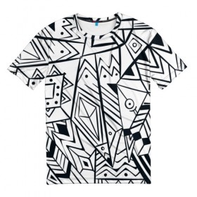 Мужская футболка 3D с принтом Boho Style 2 в Екатеринбурге, 100% полиэфир | прямой крой, круглый вырез горловины, длина до линии бедер | абстракция | арт | линии | рисунок | узор | фигуры | этника