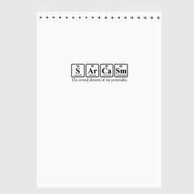 Скетчбук с принтом Sarcasm в Екатеринбурге, 100% бумага
 | 48 листов, плотность листов — 100 г/м2, плотность картонной обложки — 250 г/м2. Листы скреплены сверху удобной пружинной спиралью | Тематика изображения на принте: сарказм