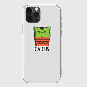 Чехол для iPhone 12 Pro с принтом Catcus в Екатеринбурге, силикон | область печати: задняя сторона чехла, без боковых панелей | Тематика изображения на принте: кактус | кот | котик