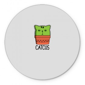 Коврик круглый с принтом Catcus в Екатеринбурге, резина и полиэстер | круглая форма, изображение наносится на всю лицевую часть | кактус | кот | котик