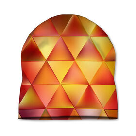 Шапка 3D с принтом Огненные треугольники в Екатеринбурге, 100% полиэстер | универсальный размер, печать по всей поверхности изделия | 
