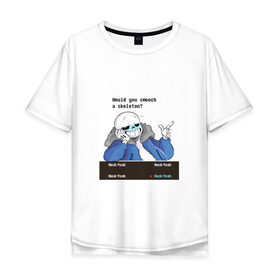 Мужская футболка хлопок Oversize с принтом Sans в Екатеринбурге, 100% хлопок | свободный крой, круглый ворот, “спинка” длиннее передней части | sans | андертейл | подземелье | санс
