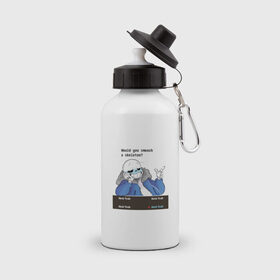 Бутылка спортивная с принтом Sans в Екатеринбурге, металл | емкость — 500 мл, в комплекте две пластиковые крышки и карабин для крепления | sans | андертейл | подземелье | санс