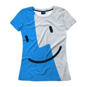 Женская футболка 3D с принтом Веселый смайл в Екатеринбурге, 100% полиэфир ( синтетическое хлопкоподобное полотно) | прямой крой, круглый вырез горловины, длина до линии бедер | 