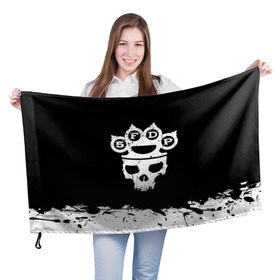 Флаг 3D с принтом Five Finger Death Punch в Екатеринбурге, 100% полиэстер | плотность ткани — 95 г/м2, размер — 67 х 109 см. Принт наносится с одной стороны | 5fdp | alternative | ffdp | groove | metal | metall | rock | альтернатива | грув | группа | метал | рок | череп