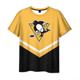 Мужская футболка 3D с принтом Pittsburgh Penguins (Форма 1) в Екатеринбурге, 100% полиэфир | прямой крой, круглый вырез горловины, длина до линии бедер | питтсбург пингвинз