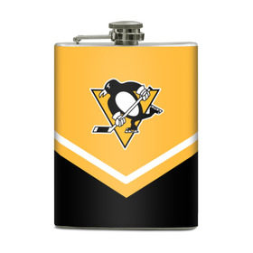 Фляга с принтом Pittsburgh Penguins (Форма 1) в Екатеринбурге, металлический корпус | емкость 0,22 л, размер 125 х 94 мм. Виниловая наклейка запечатывается полностью | питтсбург пингвинз