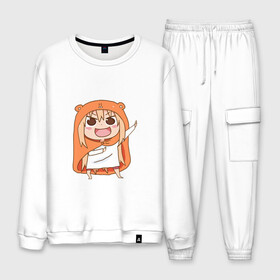 Мужской костюм хлопок с принтом Umaru Chan в Екатеринбурге, 100% хлопок | на свитшоте круглая горловина, мягкая резинка по низу. Брюки заужены к низу, на них два вида карманов: два “обычных” по бокам и два объемных, с клапанами, расположенные ниже линии бедра. Брюки с мягкой трикотажной резинкой на поясе и по низу штанин. В поясе для дополнительного комфорта — широкие завязки | Тематика изображения на принте: anime | аниме | анимэ | умару