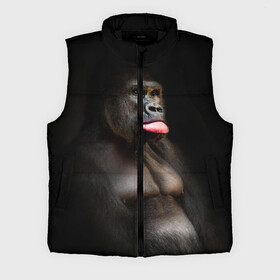 Мужской жилет утепленный 3D с принтом Горилла в Екатеринбурге,  |  | горилла | животные | обезьяна | прикол | природа | смешно | юмор | язык