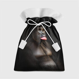 Подарочный 3D мешок с принтом Горилла в Екатеринбурге, 100% полиэстер | Размер: 29*39 см | горилла | животные | обезьяна | прикол | природа | смешно | юмор | язык