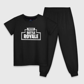 Детская пижама хлопок с принтом Fortnite Battle Royale Logo в Екатеринбурге, 100% хлопок |  брюки и футболка прямого кроя, без карманов, на брюках мягкая резинка на поясе и по низу штанин
 | Тематика изображения на принте: 