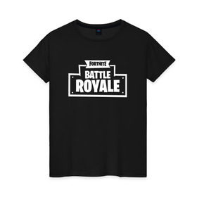 Женская футболка хлопок с принтом Fortnite Battle Royale Logo в Екатеринбурге, 100% хлопок | прямой крой, круглый вырез горловины, длина до линии бедер, слегка спущенное плечо | 