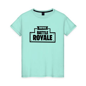 Женская футболка хлопок с принтом Fortnite Battle Royale Logo в Екатеринбурге, 100% хлопок | прямой крой, круглый вырез горловины, длина до линии бедер, слегка спущенное плечо | 