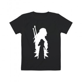 Детская футболка хлопок с принтом Silhouette в Екатеринбурге, 100% хлопок | круглый вырез горловины, полуприлегающий силуэт, длина до линии бедер | gerald | wild hunt | witcher | wolf | ведьмак | волк | дикая охота