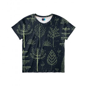 Детская футболка 3D с принтом Загадочный лес в Екатеринбурге, 100% гипоаллергенный полиэфир | прямой крой, круглый вырез горловины, длина до линии бедер, чуть спущенное плечо, ткань немного тянется | дерево | дуб | елка | животные | лес | мода | обитатели | прикольные | природа | сказка | тайна | яркие