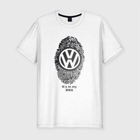 Мужская футболка премиум с принтом Volkswagen it`s in my DNA в Екатеринбурге, 92% хлопок, 8% лайкра | приталенный силуэт, круглый вырез ворота, длина до линии бедра, короткий рукав | crossover | golf | jetta | polo | sport | volkswagen | авто | автомобиль | вольксваген | жук | знак | лого | машина | седан | символ | спорт | тачка | фолькс ваген | фольксваген | хэтчбек | эмблема
