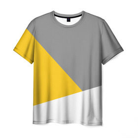 Мужская футболка 3D с принтом Серый, желтый, белый-идеальное сочетание! в Екатеринбурге, 100% полиэфир | прямой крой, круглый вырез горловины, длина до линии бедер | 