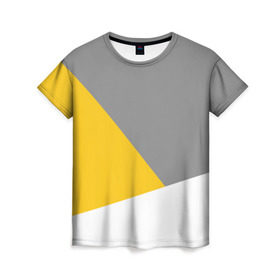 Женская футболка 3D с принтом Серый, желтый, белый-идеальное сочетание! в Екатеринбурге, 100% полиэфир ( синтетическое хлопкоподобное полотно) | прямой крой, круглый вырез горловины, длина до линии бедер | 