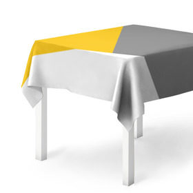 Скатерть 3D с принтом Серый, желтый, белый-идеальное сочетание! в Екатеринбурге, 100% полиэстер (ткань не мнется и не растягивается) | Размер: 150*150 см | 