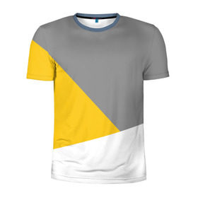 Мужская футболка 3D спортивная с принтом Серый, желтый, белый-идеальное сочетание! в Екатеринбурге, 100% полиэстер с улучшенными характеристиками | приталенный силуэт, круглая горловина, широкие плечи, сужается к линии бедра | 