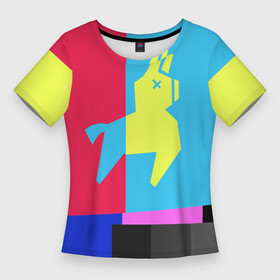 Женская футболка 3D Slim с принтом Лама Фортнайт в Екатеринбурге,  |  | battle royale | fortnite | lama | батл рояль | лама | фортнайт