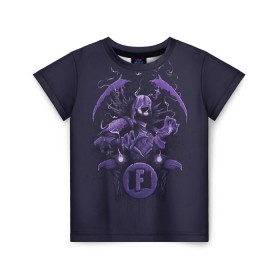Детская футболка 3D с принтом Raven в Екатеринбурге, 100% гипоаллергенный полиэфир | прямой крой, круглый вырез горловины, длина до линии бедер, чуть спущенное плечо, ткань немного тянется | battle royale | fortnite | lama | raven | батл рояль | ворон | лама | фортнайт