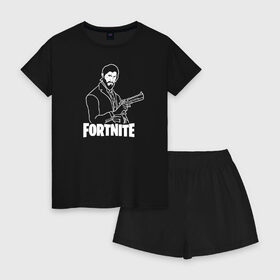 Женская пижама с шортиками хлопок с принтом Fortnite в Екатеринбурге, 100% хлопок | футболка прямого кроя, шорты свободные с широкой мягкой резинкой | battle royale | fortnite | lama | батл рояль | лама | фортнайт