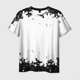 Мужская футболка 3D с принтом БРЫЗГИ КРАСКИ в Екатеринбурге, 100% полиэфир | прямой крой, круглый вырез горловины, длина до линии бедер | black | color | paint | white | белый | капли | краска | пятна | разводы | текстура | цвет | черный
