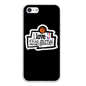 Чехол для iPhone 5/5S матовый с принтом NBA I love this game в Екатеринбурге, Силикон | Область печати: задняя сторона чехла, без боковых панелей | Тематика изображения на принте: basketball | i love this game | nba | баскетбол