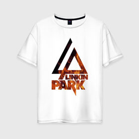 Женская футболка хлопок Oversize с принтом Linkin Park в Екатеринбурге, 100% хлопок | свободный крой, круглый ворот, спущенный рукав, длина до линии бедер
 | bennington | chester | linkin park | альтернативный | беннингтон | группа | ленкин | линкин | майк | метал | музыкант | ню | нюметал | парк | певец | рок | рэп | честер | электроник