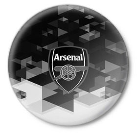 Значок с принтом FC Arsenal sport geometry 2018 в Екатеринбурге,  металл | круглая форма, металлическая застежка в виде булавки | Тематика изображения на принте: 