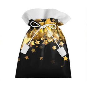 Подарочный 3D мешок с принтом Золотые звездочки в Екатеринбурге, 100% полиэстер | Размер: 29*39 см | 3d | звездочки | звезды | золото | золотые звездочки | картинка | черный фон