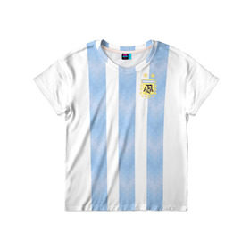 Детская футболка 3D с принтом Сборная Аргентины в Екатеринбурге, 100% гипоаллергенный полиэфир | прямой крой, круглый вырез горловины, длина до линии бедер, чуть спущенное плечо, ткань немного тянется | Тематика изображения на принте: аргентина | месси | сборная аргентины