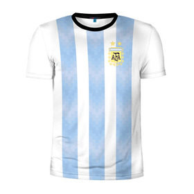 Мужская футболка 3D спортивная с принтом Сборная Аргентины в Екатеринбурге, 100% полиэстер с улучшенными характеристиками | приталенный силуэт, круглая горловина, широкие плечи, сужается к линии бедра | аргентина | месси | сборная аргентины