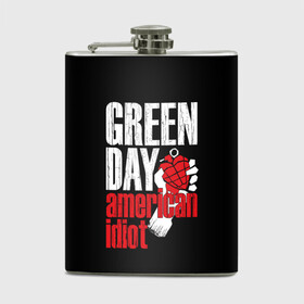 Фляга с принтом Green Day American Idiot в Екатеринбурге, металлический корпус | емкость 0,22 л, размер 125 х 94 мм. Виниловая наклейка запечатывается полностью | green day | punk rock | билли джо армстронг | панк рок