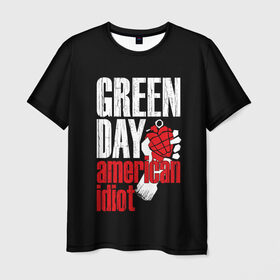 Мужская футболка 3D с принтом Green Day American Idiot в Екатеринбурге, 100% полиэфир | прямой крой, круглый вырез горловины, длина до линии бедер | green day | punk rock | билли джо армстронг | панк рок