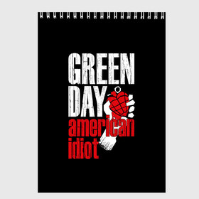Скетчбук с принтом Green Day American Idiot в Екатеринбурге, 100% бумага
 | 48 листов, плотность листов — 100 г/м2, плотность картонной обложки — 250 г/м2. Листы скреплены сверху удобной пружинной спиралью | green day | punk rock | билли джо армстронг | панк рок