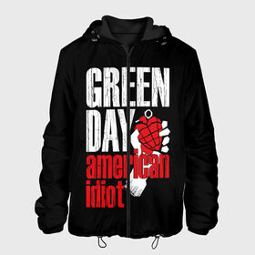 Мужская куртка 3D с принтом Green Day American Idiot в Екатеринбурге, ткань верха — 100% полиэстер, подклад — флис | прямой крой, подол и капюшон оформлены резинкой с фиксаторами, два кармана без застежек по бокам, один большой потайной карман на груди. Карман на груди застегивается на липучку | green day | punk rock | билли джо армстронг | панк рок