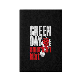 Обложка для паспорта матовая кожа с принтом Green Day American Idiot в Екатеринбурге, натуральная матовая кожа | размер 19,3 х 13,7 см; прозрачные пластиковые крепления | green day | punk rock | билли джо армстронг | панк рок