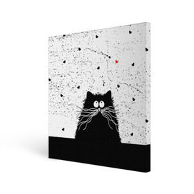 Холст квадратный с принтом Котик в Екатеринбурге, 100% ПВХ |  | cats | kitty | кот | котик | сердечки cat | сердце