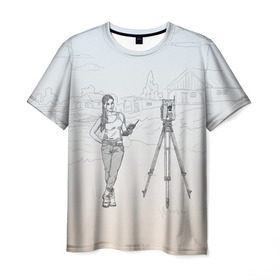 Мужская футболка 3D с принтом Девушка с контроллером в Екатеринбурге, 100% полиэфир | прямой крой, круглый вырез горловины, длина до линии бедер | surveyor | геодезист | геодезия | кадастр