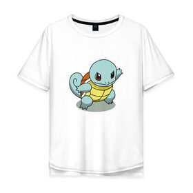 Мужская футболка хлопок Oversize с принтом Pokemon squirtle в Екатеринбурге, 100% хлопок | свободный крой, круглый ворот, “спинка” длиннее передней части | pokemon | squirtle