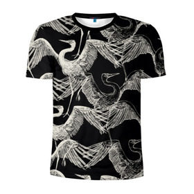 Мужская футболка 3D спортивная с принтом Белые Птицы в Екатеринбурге, 100% полиэстер с улучшенными характеристиками | приталенный силуэт, круглая горловина, широкие плечи, сужается к линии бедра | аист | цапля