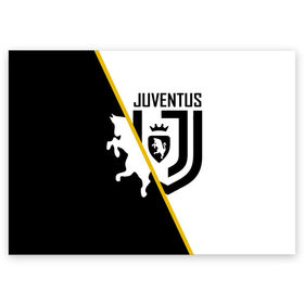 Поздравительная открытка с принтом JUVENTUS. в Екатеринбурге, 100% бумага | плотность бумаги 280 г/м2, матовая, на обратной стороне линовка и место для марки
 | cr7 | juve | juventus | ronaldo | роналдо | спорт | футбол | ювентус