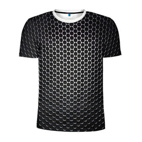 Мужская футболка 3D спортивная с принтом Кристаллическая решетка в Екатеринбурге, 100% полиэстер с улучшенными характеристиками | приталенный силуэт, круглая горловина, широкие плечи, сужается к линии бедра | карбон | кристаллическая решетка | текстура